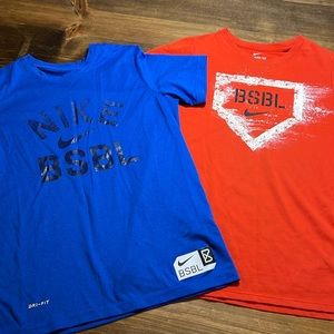 NIKE SET OF 2 BASEBALL TEES SIZE YOUTH BOYS MEDIUM